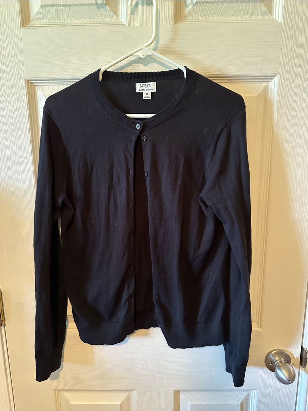 J. Crew Black Crewneck Button-Front Cardigan